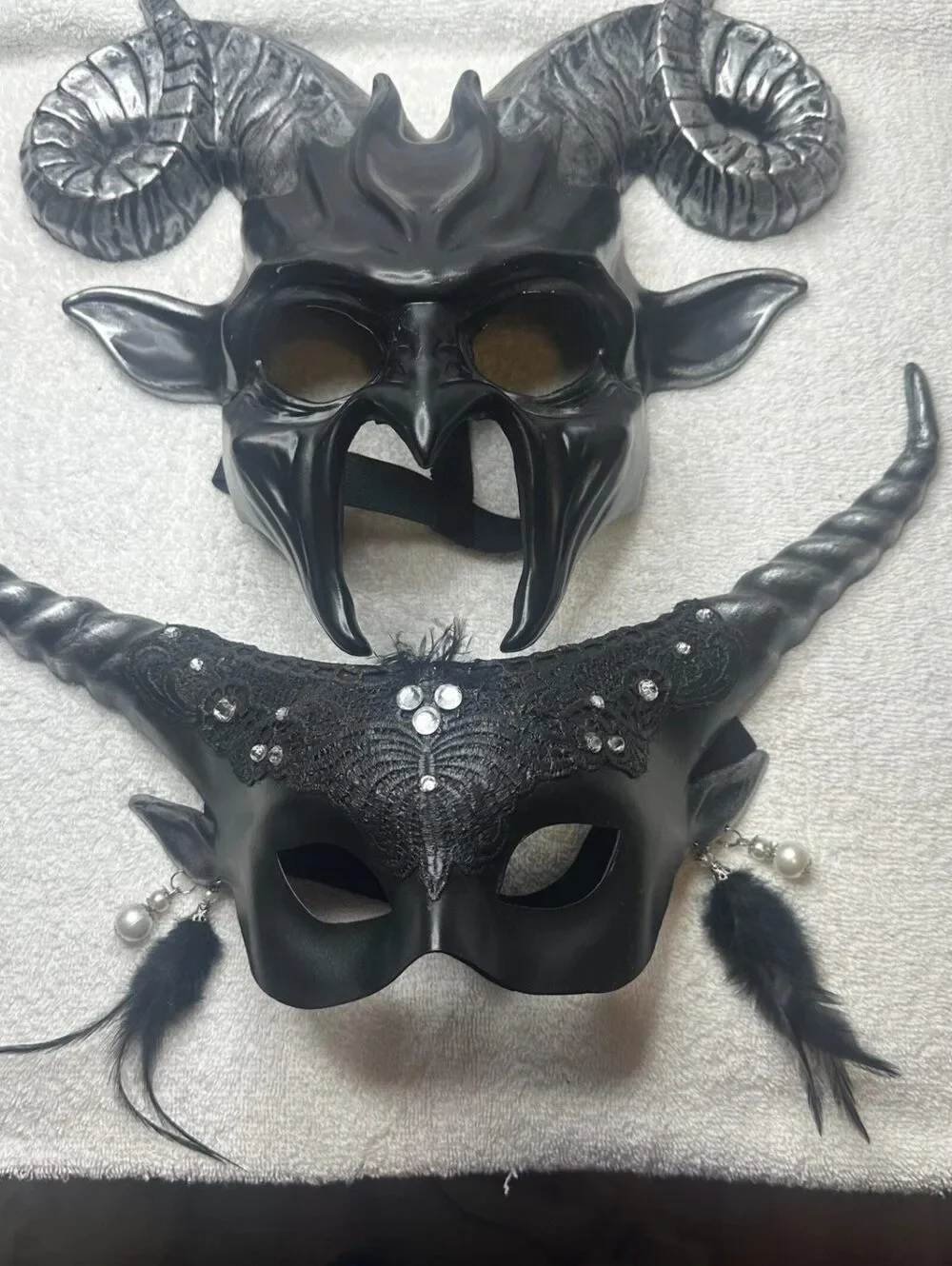 Black Goat Ram Horns Devil Goblin Masquerade Halloween Cosplay Couples Masks